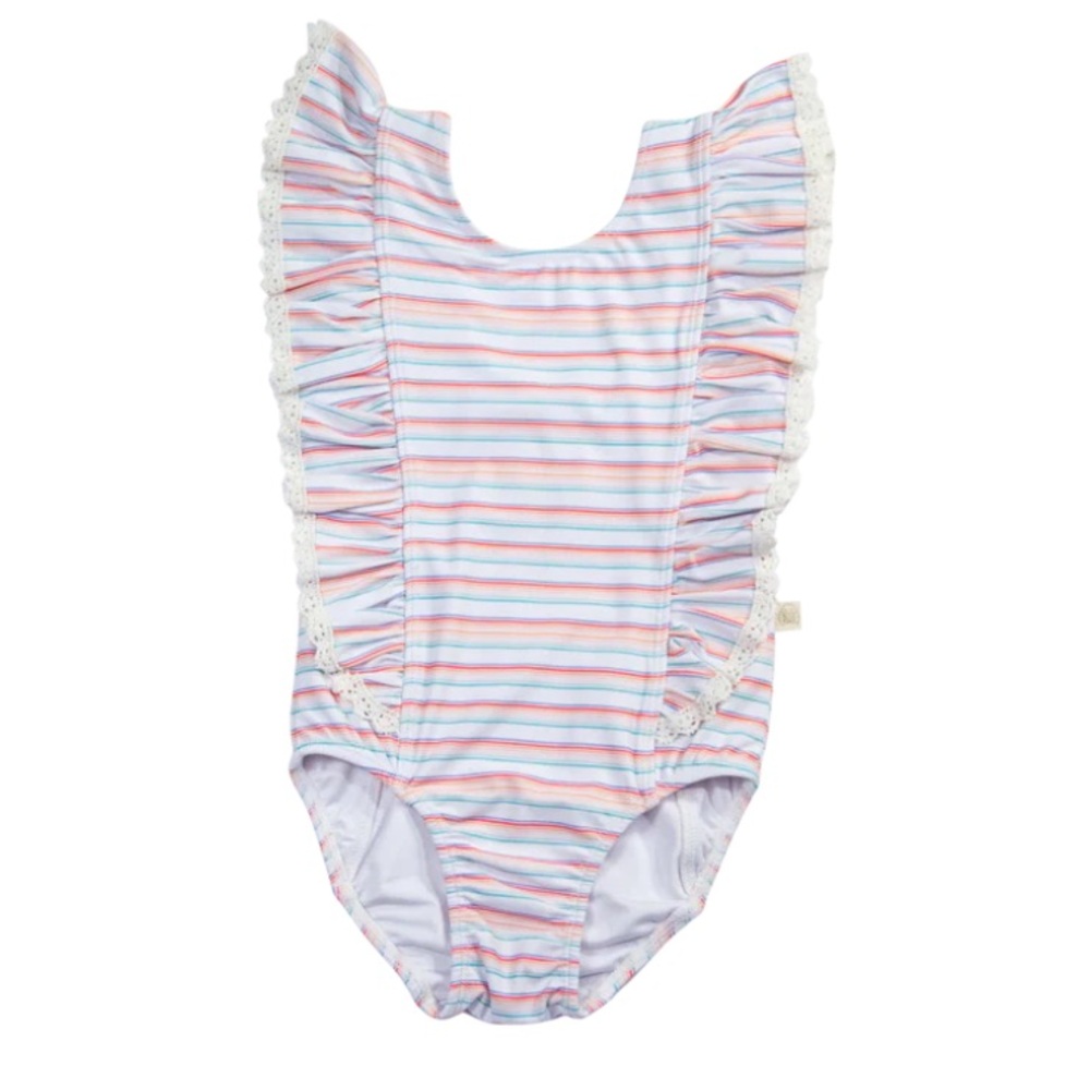 Striped Ruffle Swimsuit